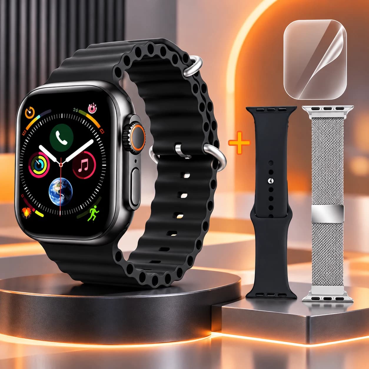 ⌚ Smartwatch – Relógio Inteligente com 2 Pulseiras e Película