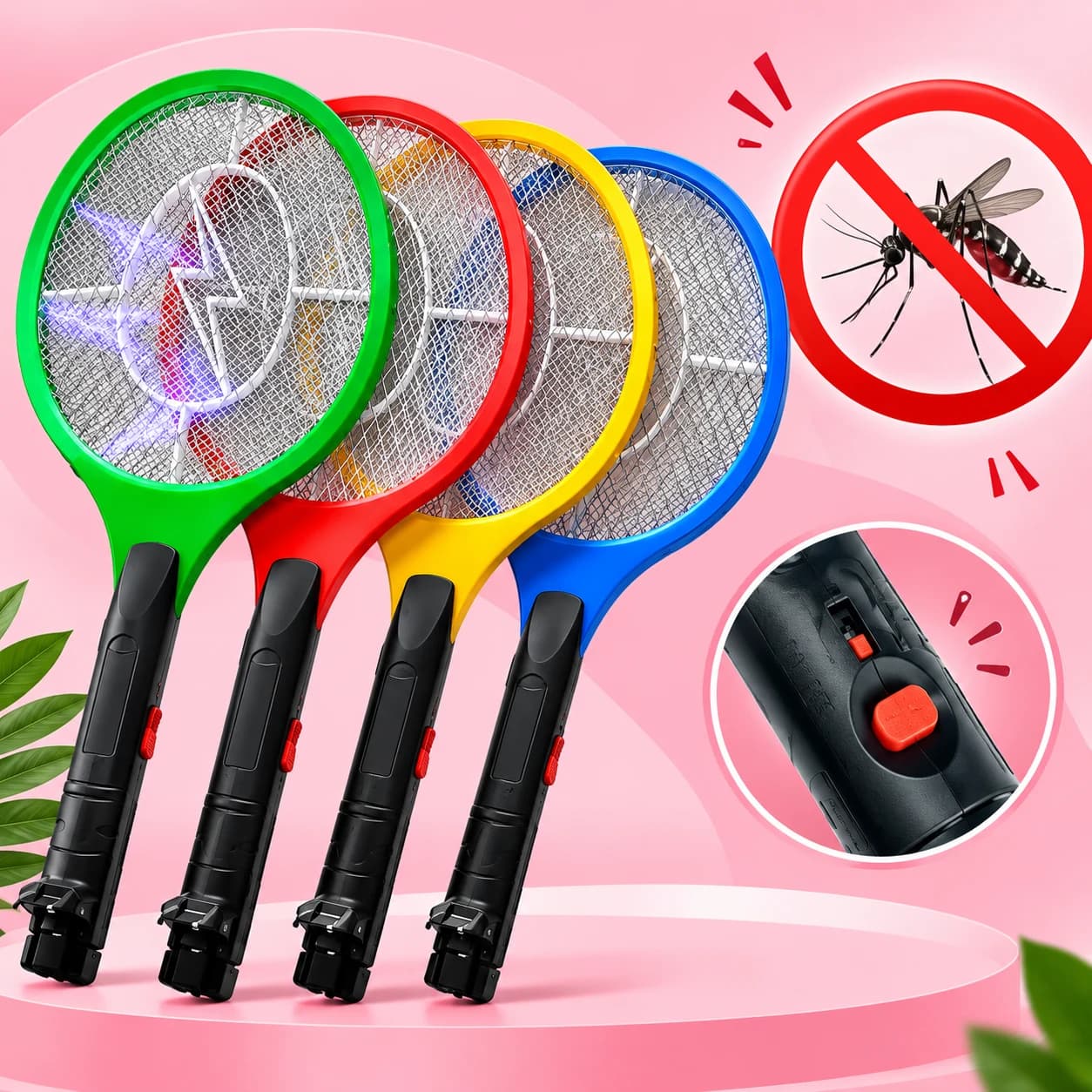 Raquete Elétrica Mata Mosquitos Bivolt 110 e 220 Recarregável Alta Potência Colorida